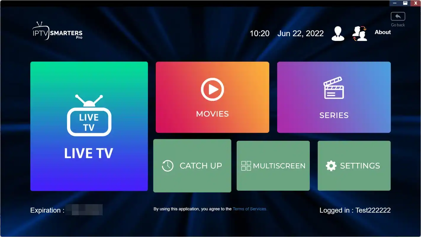 IPTV Smarters Pro skärm